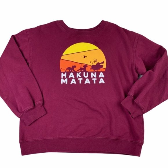 Disney Sweatshirt Hakuna Matata Lion King Graphic Crew Neck Pullover SZ SMALL - Picture 3 of 9